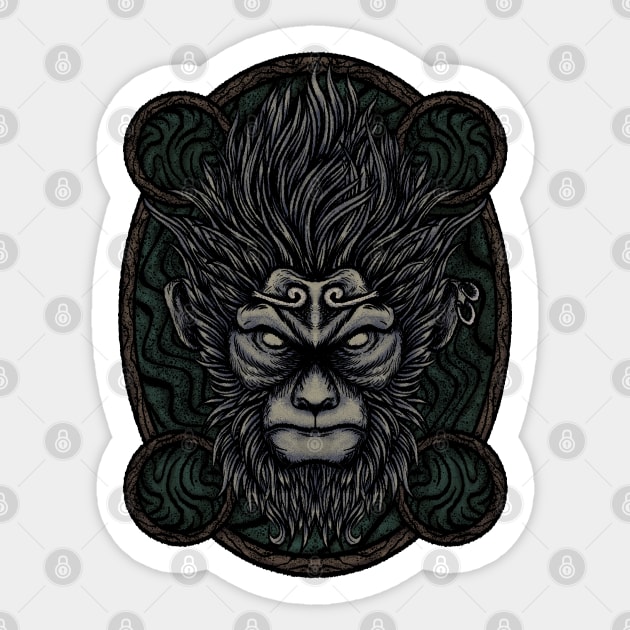 King Monkey back print Sticker by Tuye Project